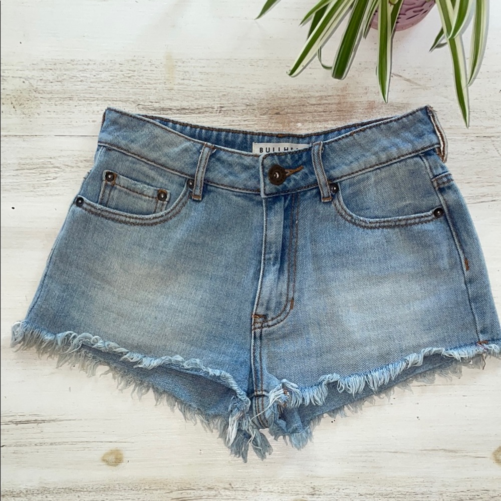 Beach Bum Blue Distressed High-Waisted Shorts